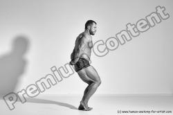 Underwear Man White Moving poses Muscular Short Brown Dynamic poses Academic